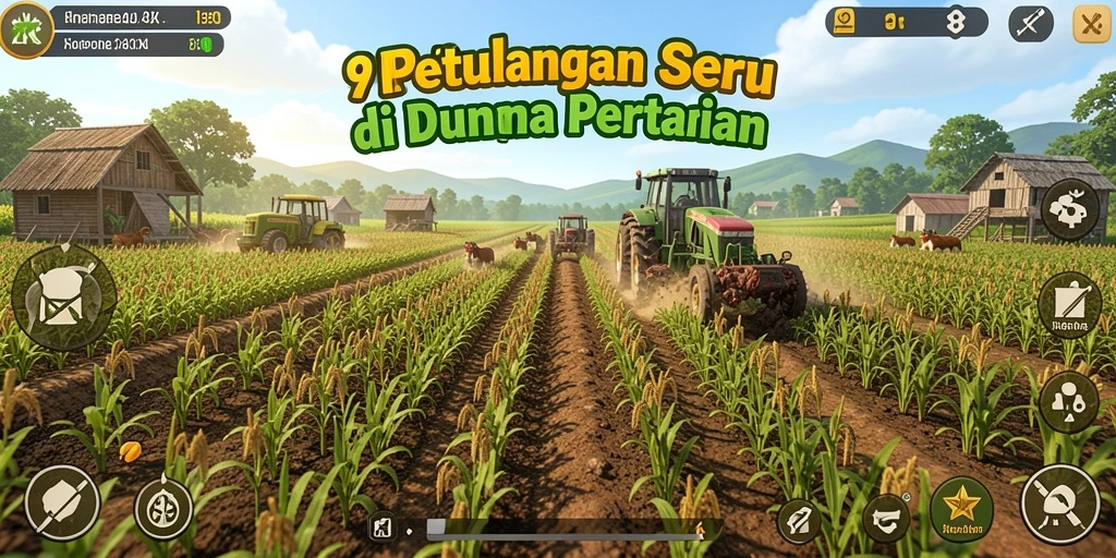Tangkapan layar gameplay 9ZK yang menampilkan aktivitas bertani.