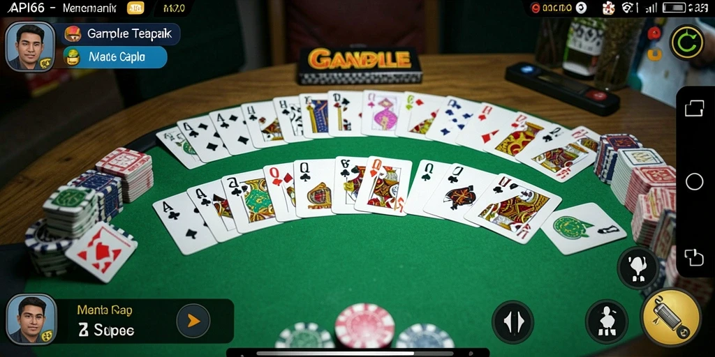 Screenshot gameplay API66 menunjukkan interaksi seru antar pemain Gaple.