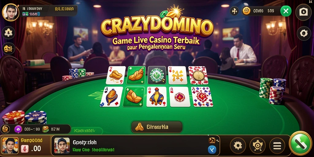 Tampilan gameplay langsung CRAZYDOMINO yang menarik dan interaktif.