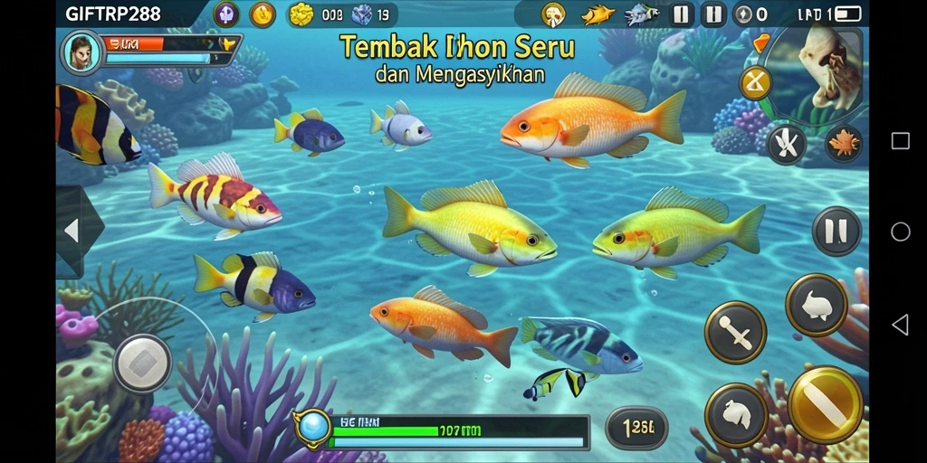 Tampilan gameplay seru di aplikasi Tembak Ikan GIFTRP288.