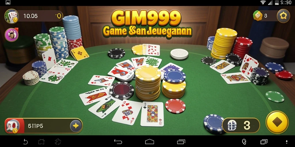 Screenshot gameplay utama GIM999 yang menampilkan serunya bermain Gaple.