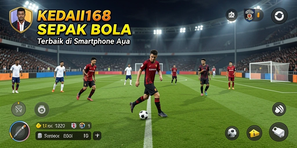 Screenshot gameplay KEDAI168 menampilkan aksi seru pertandingan sepak bola.