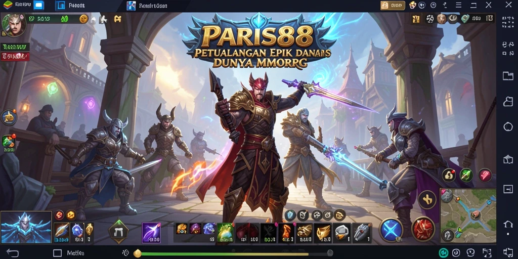 Screenshot PARIS88 menunjukkan petualangan epik dan komunitas aktif dalam MMORPG.