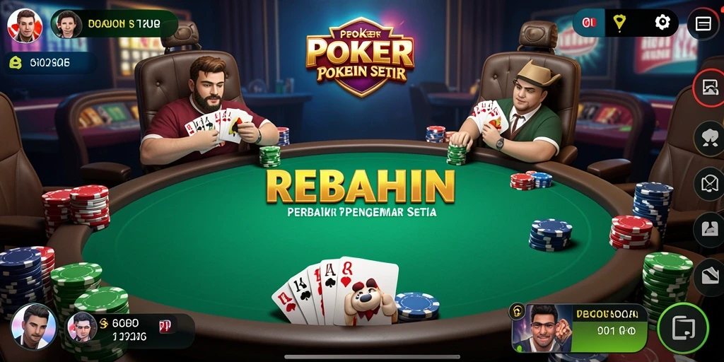 Tampilan gameplay REBAHIN yang menarik dan interaktif dalam permainan Poker.