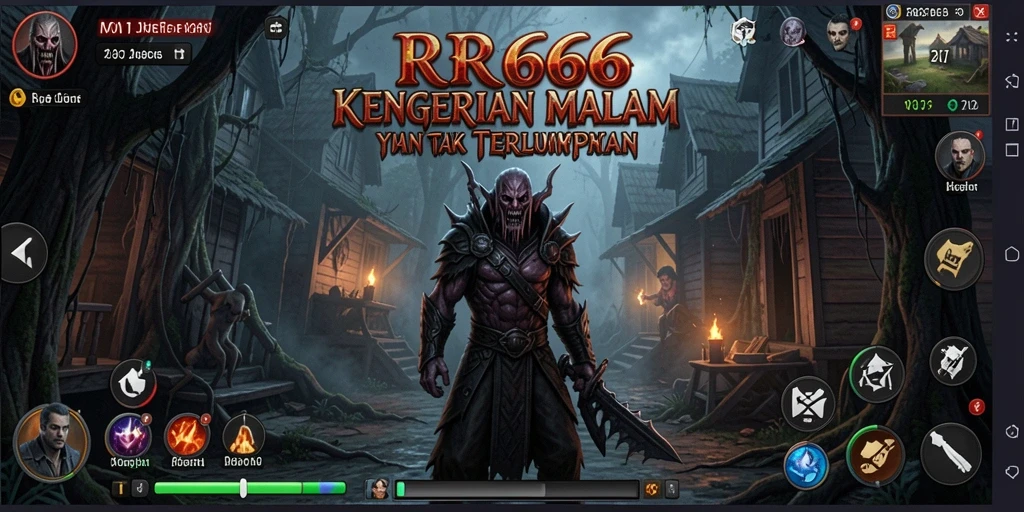 Tangkapan layar gameplay menegangkan dari RR666 dengan suasana horor.